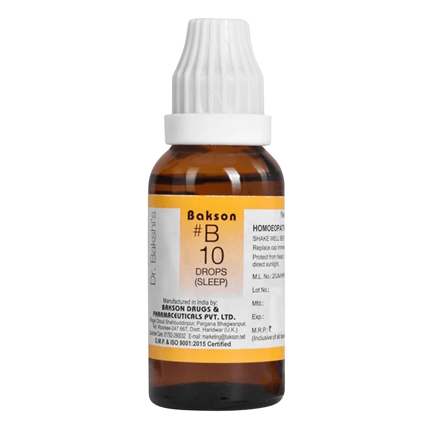Bakson B10 Sleep Drops (30ml) - Golden-Patel Son