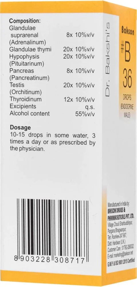 Bakson B36 Endocrine Drops (Male) (30ml) - Golden-Patel Son
