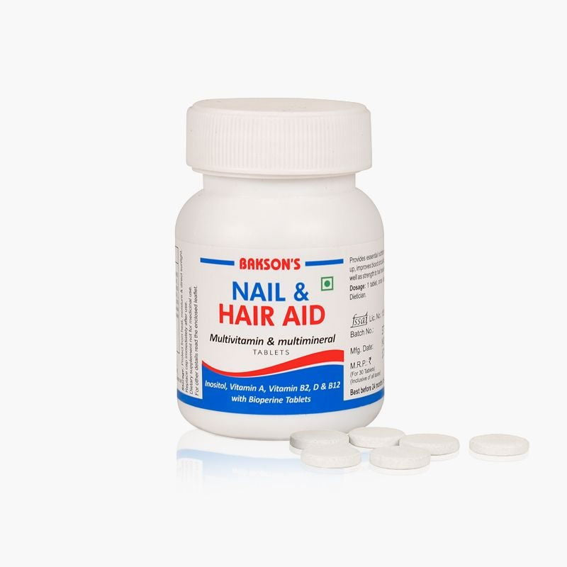 Baksons Nail and Hair Aid Tablets. Glossy Hair & Healthy Nails - Golden-Patel Son