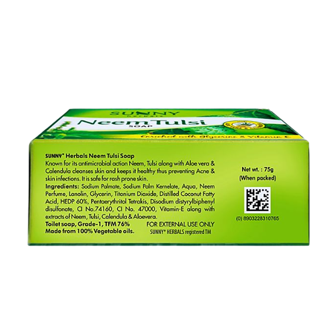Baksons Sunny Herbals Neem Tulsi Soap for acne, skin infections - Golden-Patel Son
