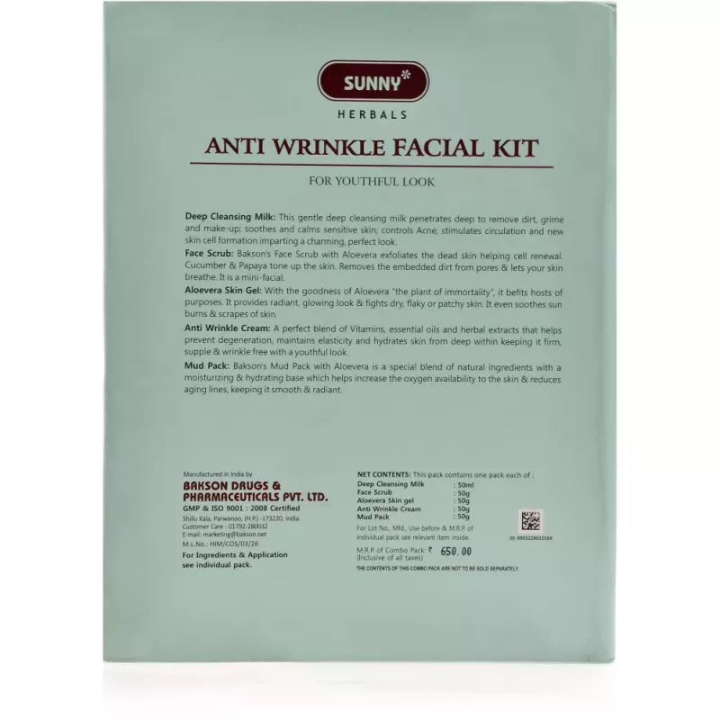Bakson Sunny Anti Wrinkle Facial Kit (1Pack) Golden-Patel & Son