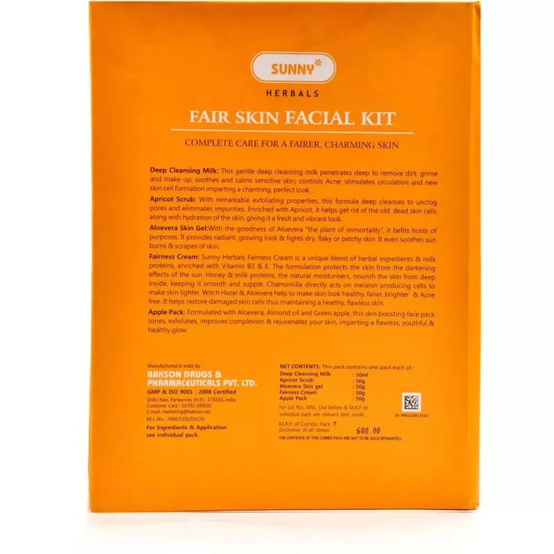 Bakson Sunny Fair Skin Facial Kit (1Pack) Golden-Patel & Son