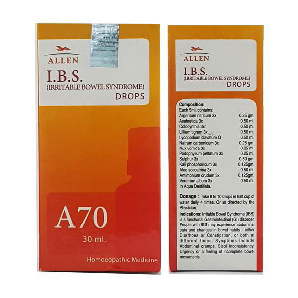 Allen A70 Irritable Bowel Syndrome (IBS) Drops (30ml) -Pack of 2 - Golden-Patel Son