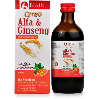 B Jain Omeo Alfa & Ginseng Syrup (Sugar Free) (500ml) - Golden-Patel Son