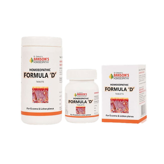 Bakson Homeopathic Formula 'D' Tablets: Effective Relief for Eczema,Lichen Planus - Golden-Patel Son