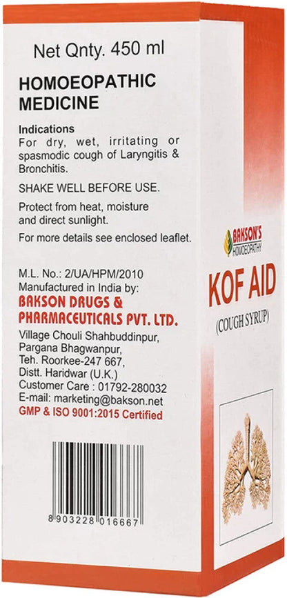 Bakson Kof Aid Syrup (450ml) - Golden-Patel Son