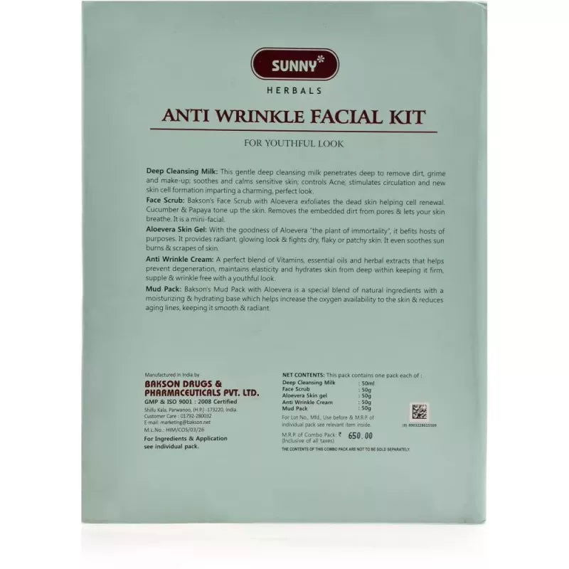 Bakson Sunny Anti Wrinkle Facial Kit (1Pack) - Golden-Patel Son
