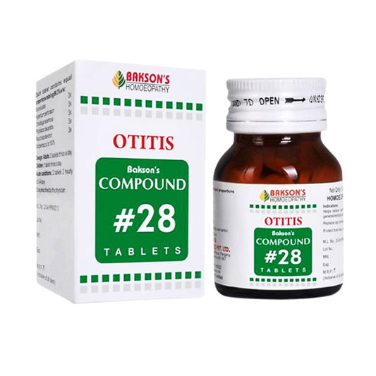 Bakson's Compound#28 Otitis tablets for earache, purulent discharge - Golden-Patel Son