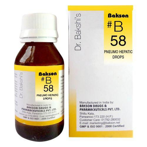 Dr.Bakshi B58 Pneumo Hepatic drops for Lung & Liver disorders - Golden-Patel Son