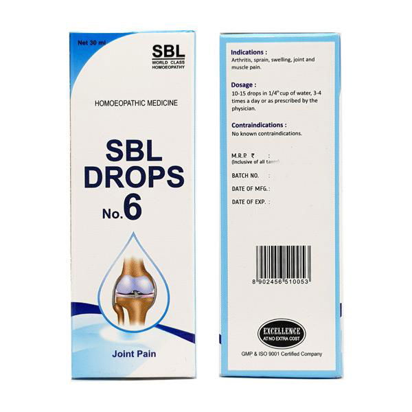 SBL Drops No 6 Joint Pain (30ml) - Golden-Patel Son