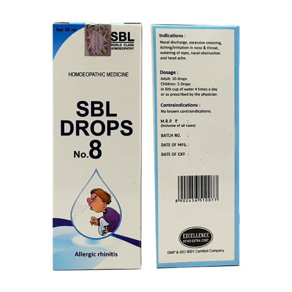 SBL Drops No 8 For Allergic Rhinitis (30ml) - Golden-Patel Son