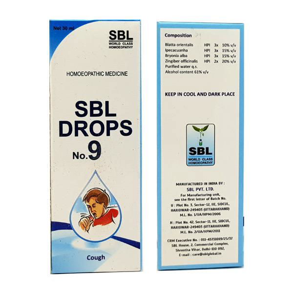 SBL Drops No 9 For Cough (30ml) - Golden-Patel Son