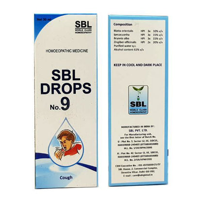 SBL Drops No 9 For Cough (30ml) - Golden-Patel Son