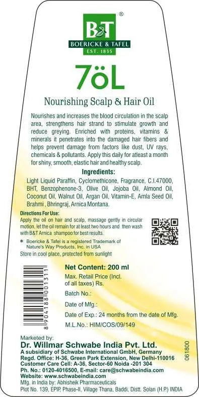 Willmar Schwabe India B&T 7OL Nourishing Scalp & Hair Oil (200ml) - Golden-Patel Son