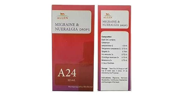 Allen A24 Migrane & Neuralgia Drops (30ml) -Pack of 2 Golden-Patel & Son