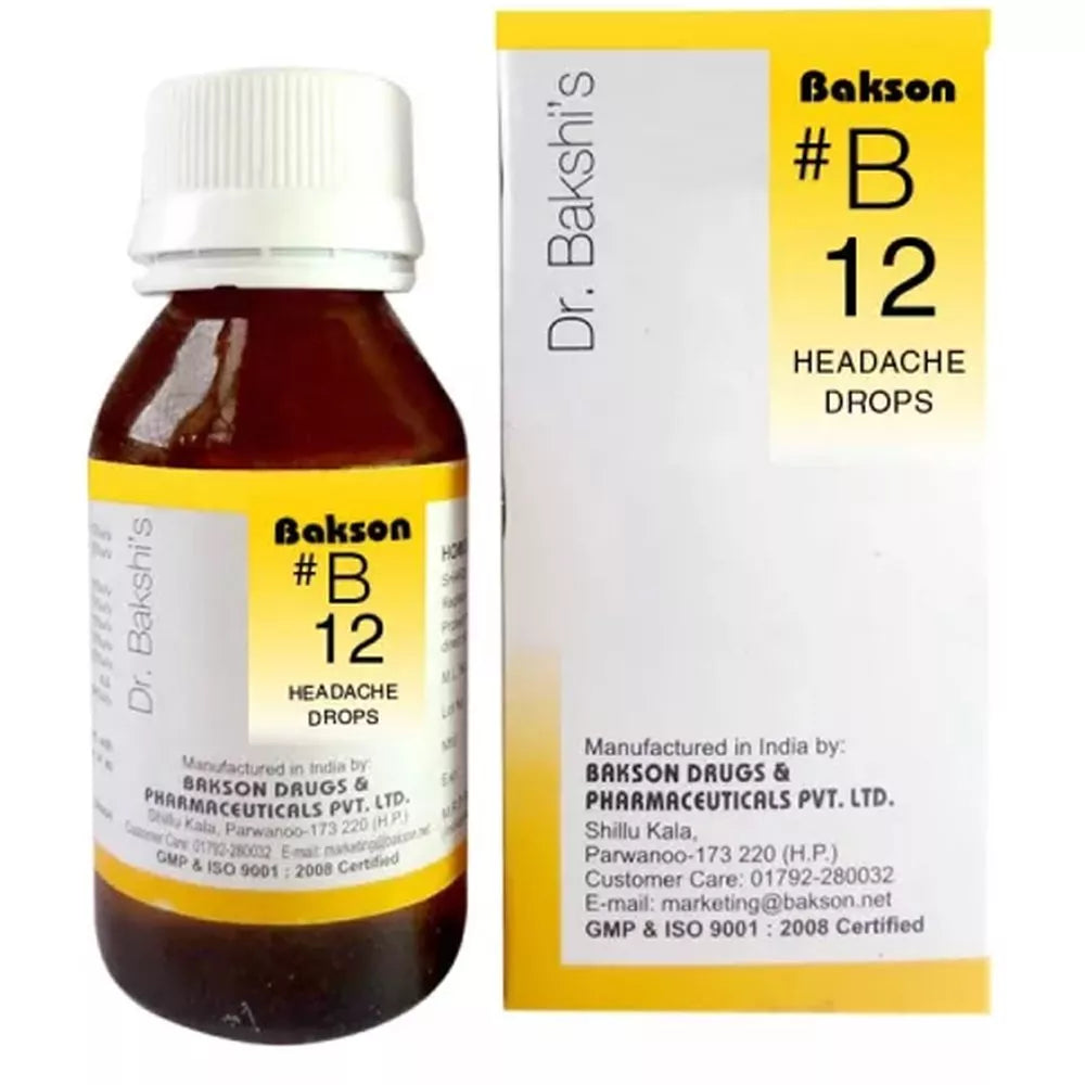 Bakson B12 Headache Drops (30ml) Golden-Patel & Son