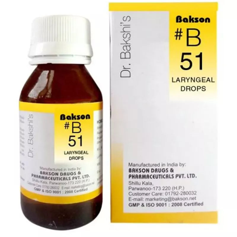 Bakson B51 Laryngeal Drops (30ml) Golden-Patel & Son