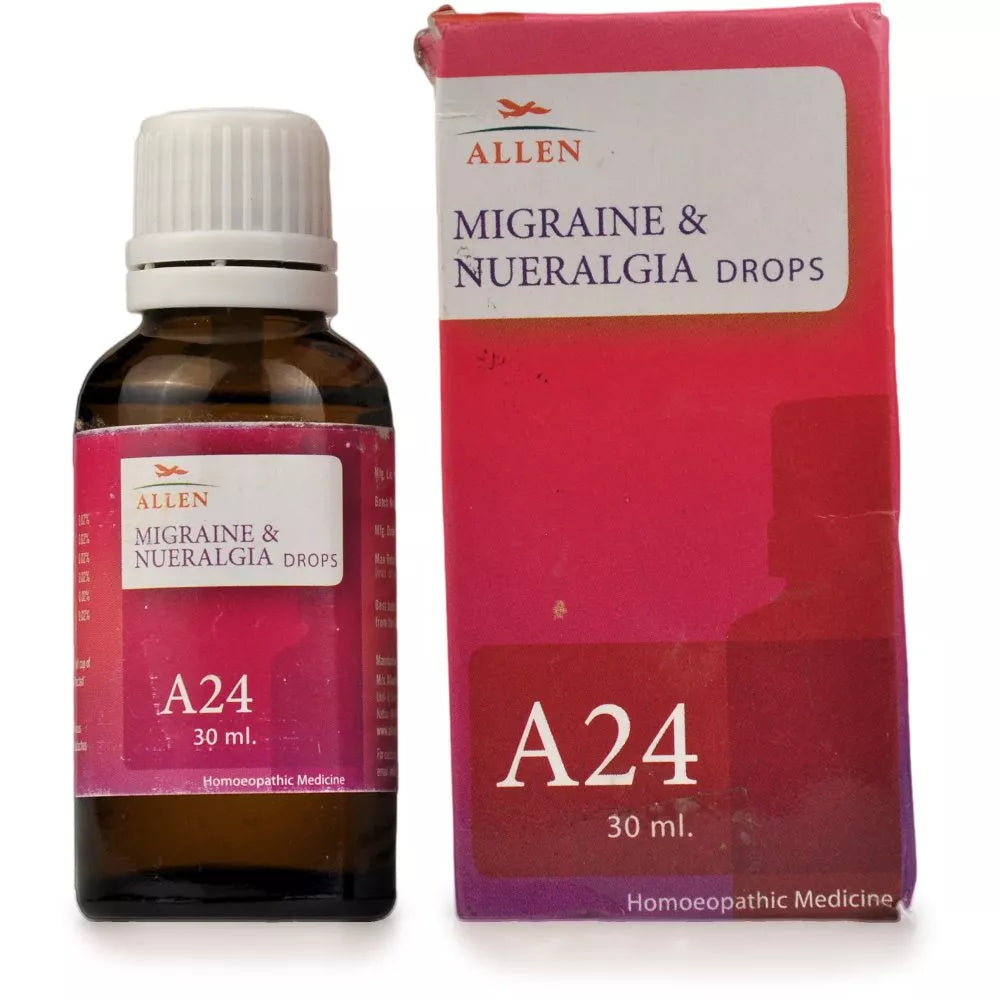 Allen A24 Migrane & Neuralgia Drops (30ml) -Pack of 2 Golden-Patel & Son