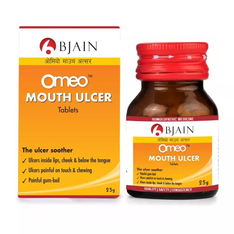 B Jain Omeo Mouth Ulcer Tablets (25g) Golden-Patel & Son
