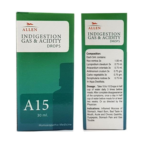 Allen A15 Indigestion Gas & Acidity Drops (30ml) -Pack of 2 Golden-Patel & Son