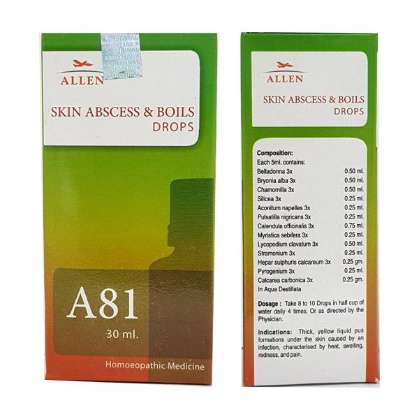Allen A81 Skin Abscess And Boils Drops (30ml) -Pack of 2 Golden-Patel & Son