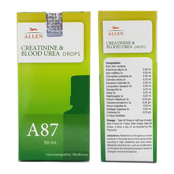 Allen A87 Creatinine and Blood Urea Drops (30ml) -Pack of 2 Golden-Patel & Son