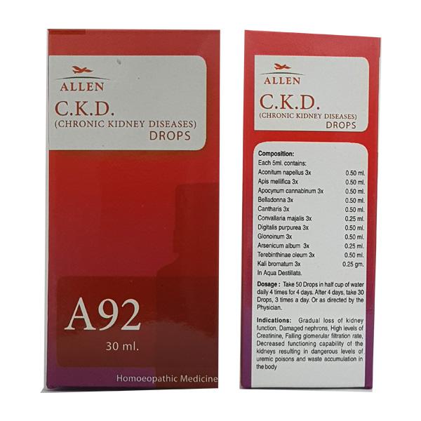 Allen A92 Chronic Kidney Diseases (CKD) Drops (30ml) -Pack of 2 Golden-Patel & Son