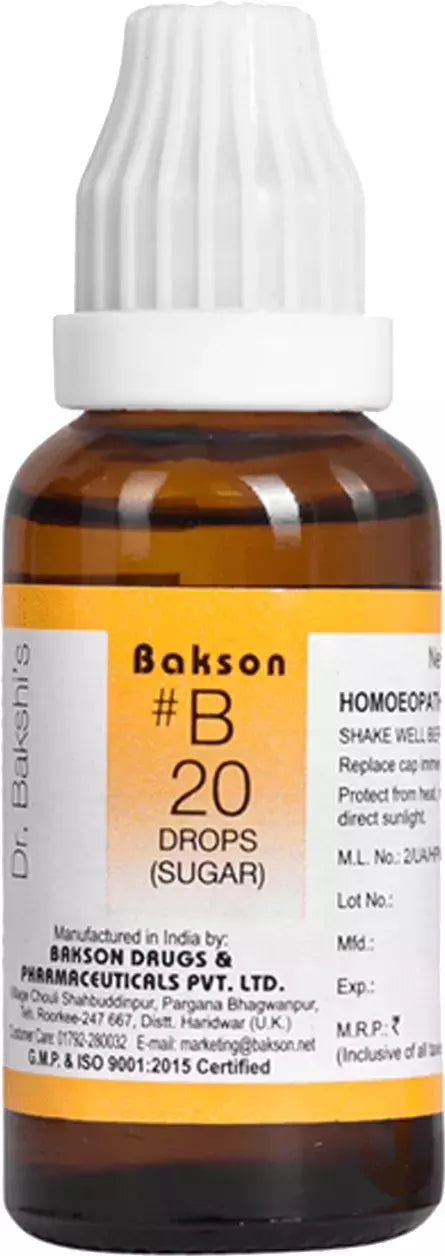 Bakson B20 Sugar Drops (30ml) Golden-Patel & Son