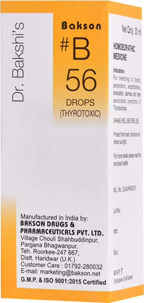 Bakson B56 Thyrotoxic Drops (30ml) Golden-Patel & Son