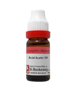 Product information Dr. Reckeweg Acid Aceticum Dilution 30 CH Dr. Reckeweg Acid Aceticum Dilution helps promote digestive health and manage nausea and vomiting. It supports cardiac health and promote the functioning of heart. Key Ingredients: Acidum Aceticum Key Benefits: It supports in promoting digestive well- being and helps manage nausea and vomiting Assists in maintaining healthy functioning of the heart and helps promote cardiac health Indications: Nausea, vomiting and anaemia Dosage: 5 drops thrice daily or as advised by the healthcare professional Directions For Use: 5 drops thrice daily or as advised by the healthcare professional Safety Information: Read the label carefully before use Store in a cool, dry place, away from direct sunlight Keep out of the reach of children Do not exceed the recommended dose