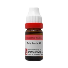 Product information Dr. Reckeweg Acid Aceticum Dilution 30 CH Dr. Reckeweg Acid Aceticum Dilution helps promote digestive health and manage nausea and vomiting. It supports cardiac health and promote the functioning of heart. Key Ingredients: Acidum Aceticum Key Benefits: It supports in promoting digestive well- being and helps manage nausea and vomiting Assists in maintaining healthy functioning of the heart and helps promote cardiac health Indications: Nausea, vomiting and anaemia Dosage: 5 drops thrice daily or as advised by the healthcare professional Directions For Use: 5 drops thrice daily or as advised by the healthcare professional Safety Information: Read the label carefully before use Store in a cool, dry place, away from direct sunlight Keep out of the reach of children Do not exceed the recommended dose